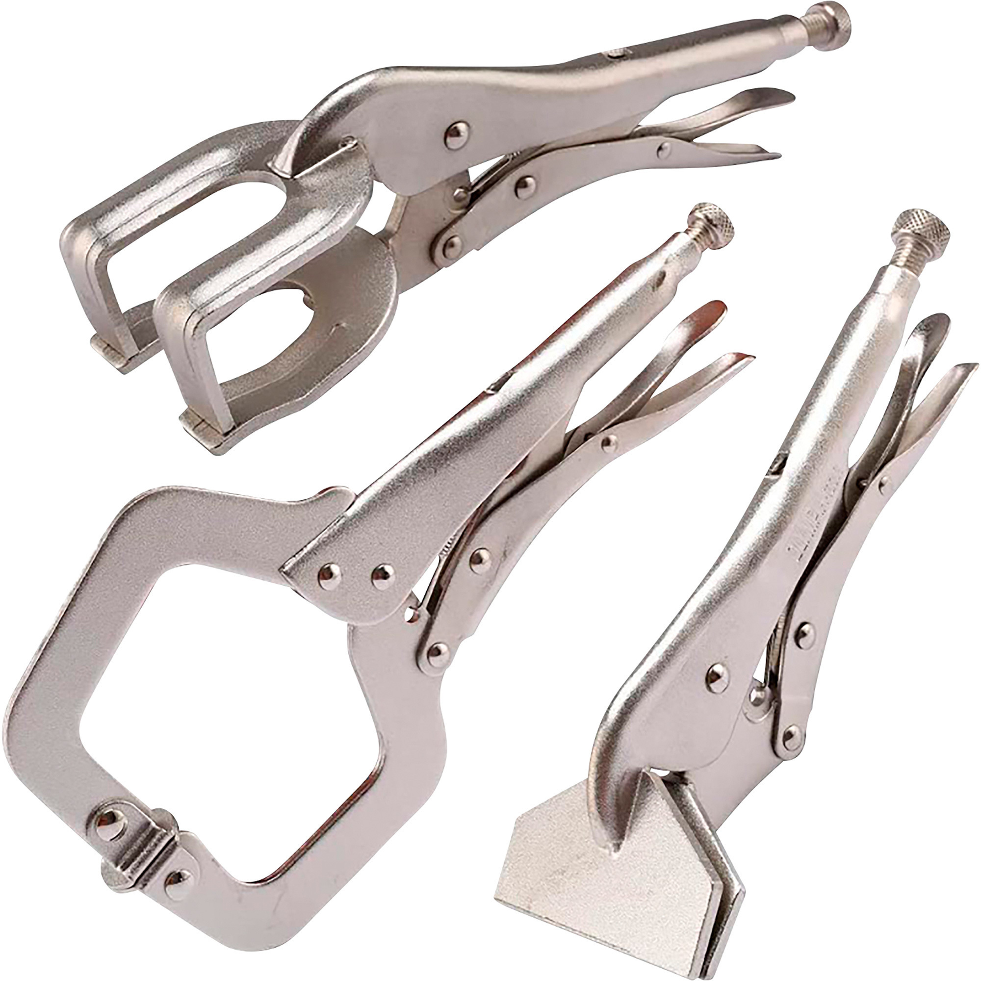 Klutch 3-Pc. Welding Vise Clamp Set, 9in. Welding Clamp, 10in. Sheet Metal Clamp, 11in. C-Clamp